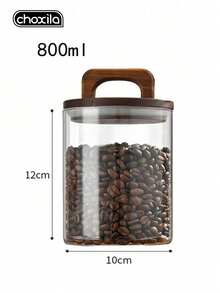 choxila 1pc Glass Coffee Storage Jar, Tea Leaf Storage Jar With Airtight Cork Lid, Glass Jar For Coffee Beans, Dried Fruits - View 12