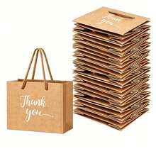 10pcs Brown Kraft Paper Bags With Handles, Solid Color Gift Bags, Small Portable Shopping Bags, Suitable For Boutiques, Weddings, Christenings, Birthday Parties, Gift Bags, Bridesmaids Bags, Mother's Day, Graduations And Other Occasions - Brown - View 7