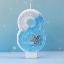 1pc Digital Candle 0-9 Sky Blue Snowflake Glitter Birthday Candle, Suitable For Birthday Parties, Holiday Parties, Themed Parties - Sky Blue - View 10