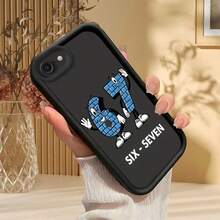 卡通風格「67」圖案配有眼睛、肢體、手套與鞋子，搭配「Six Seven」文字標題，適用於 iPhone 17、16、15、14、13、12、11、Plus、Pro Max 手機殼，舒適握感，極簡設計，男女通用，時尚外觀，(適合週年慶、情人節、新月，送給自己的最佳禮物) - 彩色 - 查看 5