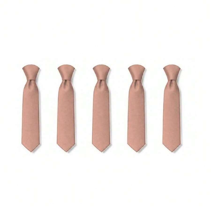 Set Of 5 Light Gray Formal Ties For Groomsmen, Weddings, Events, And Conferences - 玫瑰茶 - 查看 1