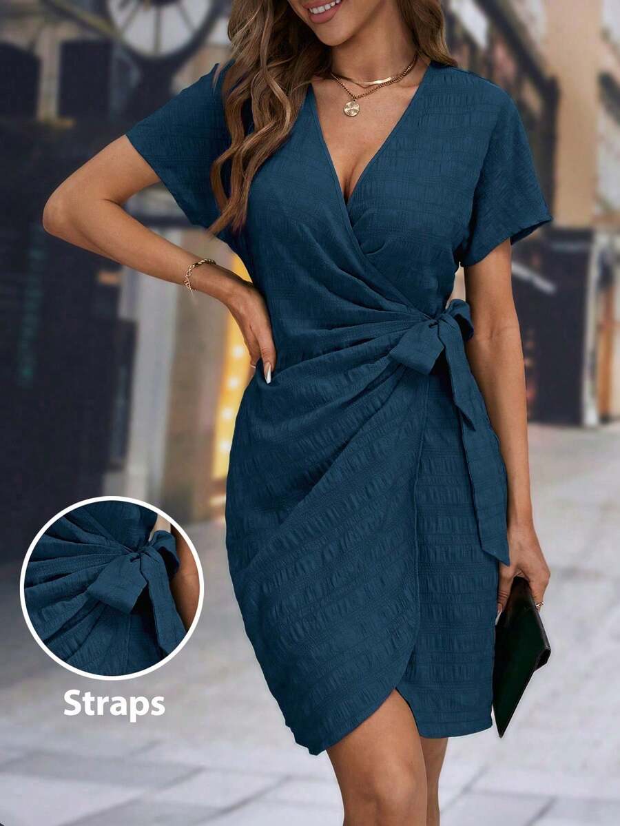 Vestido De Mujer Con Nudo Frontal Envolvente - Agua verde azul - Ver 1