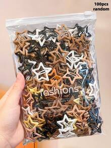 100/50/30/10pcs Cute Y2K Five-Pointed Star BB Hair Clips, Brown Tone Hair Clips, Basic Matching Hair Accessories - Suitable For Girls, Daily School, Party, Sports - Multicolor - View 16