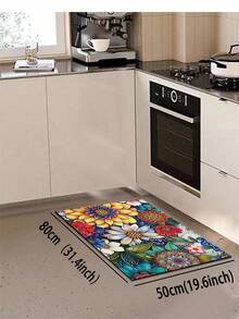 1/2pcs Bohemian Style Kitchen Mat Set, Pop Art Mandala Pattern Kitchen Rug And Mat, Non-Slip Washable, Bohemian Rustic Style Long Runner, Rubber Backing, Kitchen Decor Accessories - Multicolor - View 14