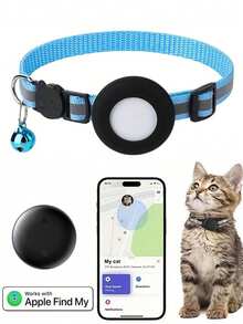 1pc Pet Positioning Collar Compatible With Closed-Loop Ecosystem Phones, Built-In Native Find Tool, Adjustable Reflective Cat Collar Pet Cat Positioning Tracker Collar Compatible With Find My Tracker, 7-9 Inch Animal Print Design, Detachable Collar For Cats - 彩色 - 查看 12