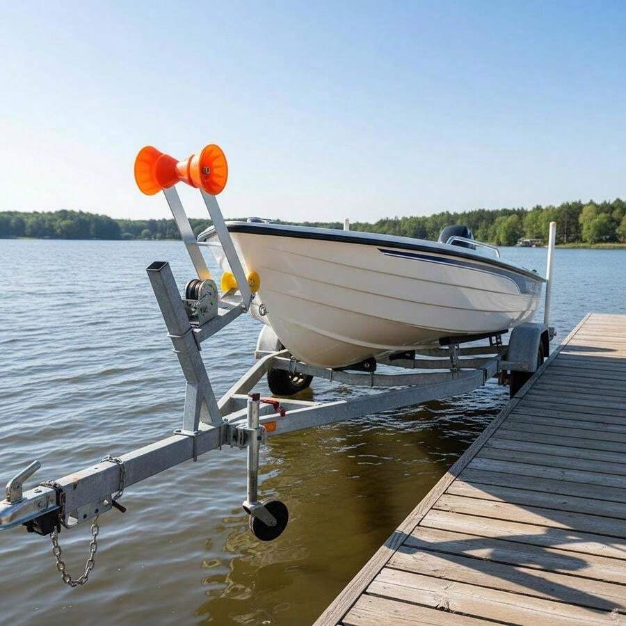 [Free Shipping] Boat Trailer Winch Stand, 2 To 3-Inch Winch Posts, Boat Trailer Winch Seat With TPU Orange Roller & U-Bolts, Suitable For Jet Ski, Sailboat, Fishing Boat, Speedboat (Galvanized), Silver-XY304510 - Multicolor - View 1
