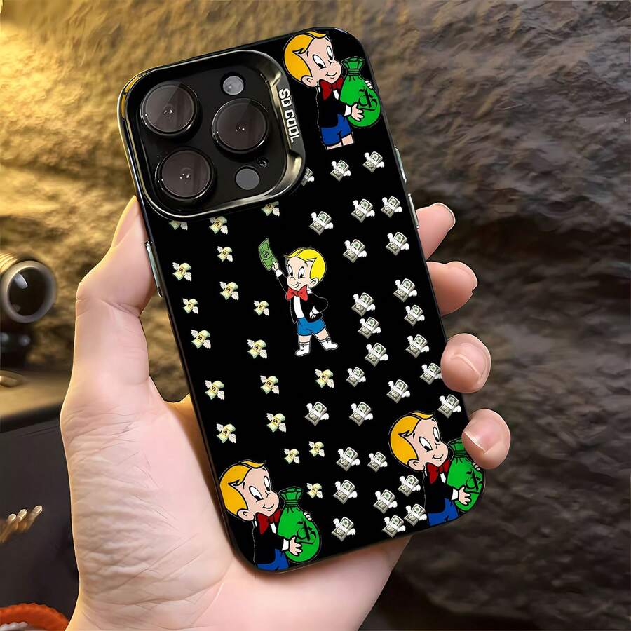 Funda para móvil con estampado de billetes y monedas, compatible con fundas para iPhone de Apple. Fabricada en TPU, ofrece protección contra golpes y caídas. Un regalo perfecto para amigos y familiares. - Negro - Ver 1