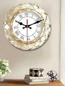Jam Dinding Quartz Minimalis 2D 12 Inci, Dial Kristal Angka Romawi, Modis dan Tahan Lama, Cocok untuk Rumah, Kantor, Dapur, Ruang Makan, Kafe, Garasi, dan Dekorasi Lainnya - MultiWarna - View 1
