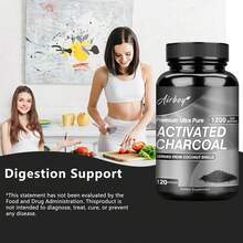 XEMENRY Activated Charcoal Capsules - Supports Respiratory And Immune System Health, Promotes Liver And Kidney Detoxification, Non-GMO - 120pcs - Two bottle - More favorable(兩瓶) - 查看 5