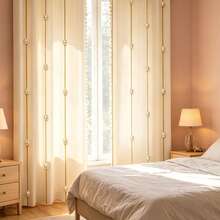 2pcs Pearl String Printed Curtains, Soft Light, Protect Privacy, Using Pocket Pole Installation Curtains Suitable For Living Rooms, Kitchens, Bedrooms, Study Rooms, Balconies, Hotels, Restaurants, Apartments, Home Decor - Multicolor - View 6