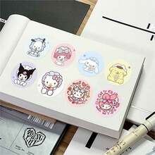 300pcs MINISO Sanrio Mixed Cartoon Character Roll Stickers Labels Tape, High-Quality Paper Printing, Strong Adhesion, Suitable For Scrapbooking, Planner, DIY Crafts, Planner Decoration, Packaging Sealing, Home Office School Supplies - Style 1 - View 5