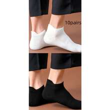 1/10/20/30 Pairs Men's White Low-Cut Mesh Socks, Breathable And Comfortable, With Arch Support, Suitable For Fitness Wear - White - View 14
