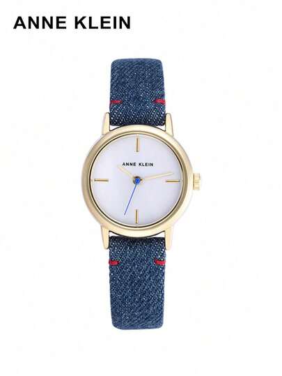Anne Klein Đồng hồ thời trang nữ chạy bằng pin thạch anh, dây đeo denim màu xanh navy, đồng hồ đeo hàng ngày, quà tặng cho sinh viên/bạn gái/ngày Valentine.
