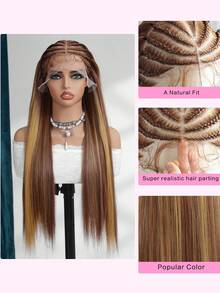 30 Inch Honey Blonde Piano Color Elegant Wig For Women, Boho Braided Top Style, 13x6 Lace Front, Suitable For Daily Use, Family Gathering Gift, Glueless Transparent Hairline - Piano Color - View 7