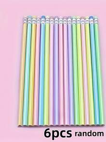 12pcs/6pcs Vibrant Macaron-Colored HB Wooden Pencils, 1.0-1.9mm Lead, Assorted Colors Randomly - Suitable For Drawing Supplies, First Day Of School - Multicolor - View 8