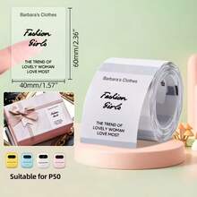 Cuộn băng keo nhiệt tròn trong suốt, 1 cuộn, kích thước 40*30/50*50/40x60mm, tự dính chống rách, tương thích với máy in mini SK58/SK35/M110/M120/M200, hoàn hảo cho sổ tay DIY, nhãn dán kế hoạch, trường học & văn phòng. - Xem 6
