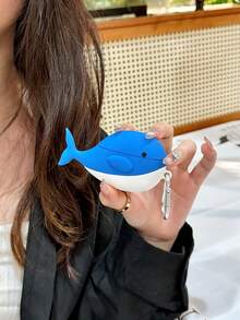 1pc Cute 3D Whale Shaped Earphone Protective Case, Soft Silicone Full Coverage Anti-Fall Anti-Scratch Durable Girly Creative Accessory With Hanging Hook - Multicolor - View 1