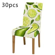 1pc/2pcs/4pcs/6pcs/30pcs Universal High Elastic Dining Chair Covers, Fresh Fruit Style Lime Print, Polyester Fabric, Full Coverage, Stain Resistant, Washable & Removable - Multicolor - View 15