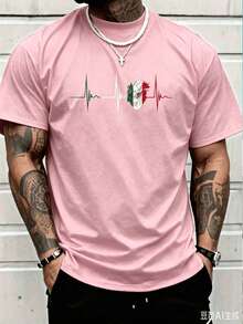Cotton Graphic Tees100% Cotton Mexico Heart Mexico Flag Heartbeat EKG Pulse Mexican Pride T-Shirt Women's Men Graphic Teesummer Tops - 粉色 - 查看 13