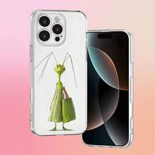 Funda para Teléfono - Funda de Teléfono con Dibujos Animados de una Mujer Mantis con Bordes Rectos y Diseño Transparente | Patrón Duradero | Protección para la Cámara | Resistente a Golpes y Caídas | Antideslizante de Tacto Suave | Lujo Sutil | Compatible con iPhone 17, 16, 15, 14 - transparente - Ver 6