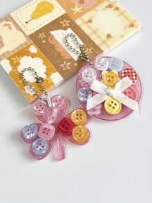 1 pieza Colgante de botón acrílico creativo con llavero de trébol de cuatro hojas, estrella, corazón, accesorio de bolsa de regalo, encanto dulce Y2K estilo retro con cuentas - Multicolor - Ver 4
