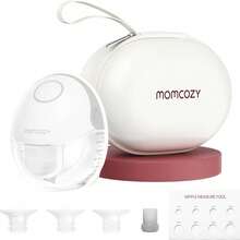 Momcozy Hands-Free Breast Pump For On-The-Go Use | M6, Portable Breast Pump For Optimal Milk Flow, Dual Seat Flange For Better Fit And More Discretion, 3 Modes And 9 Levels, 24 Mm – 1 Piece, Color: Red - 灰色1件 - 查看 9