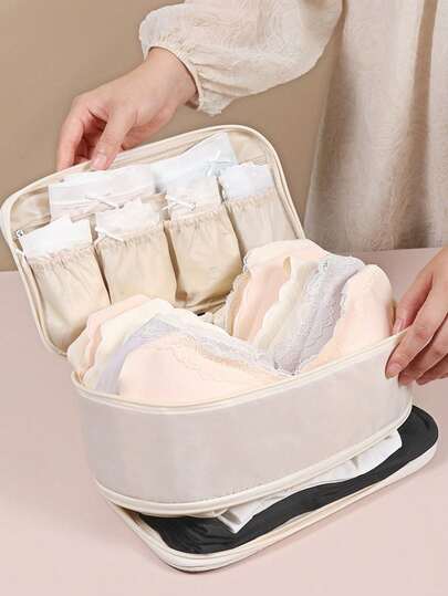 Túi đựng đồ lót và tất 3 trong 1 - Cần thiết cho các chuyến công tác và du lịch! Túi đựng đồ lót di động có khóa kéo, phù hợp để đựng quần lót, áo ngực, tất và các đồ lót khác.