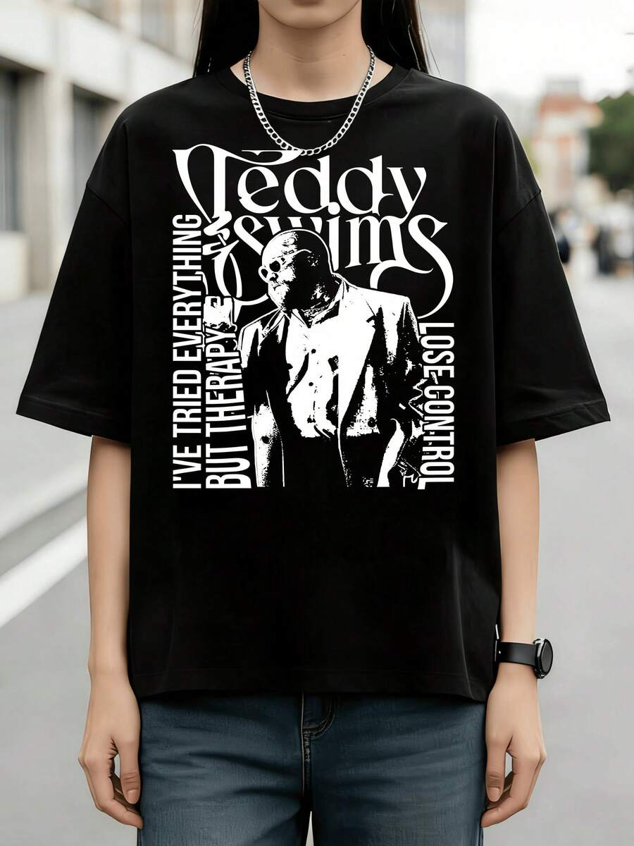 Collection Teddy Swims Short Sleeve Cotton Black All Size Shirt - 黑色 - 查看 1