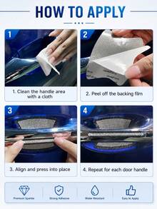 8pcs/4pcs Película Protectora de Manija de Puerta de Coche con Brillo de Cristal, Ajuste Universal para SUV, Sedán, Camioneta, Pegatinas Protectoras de Cuenco de Puerta, Accesorios Decorativos Anti-Arañazos para Coche - Estilo A - Ver 11