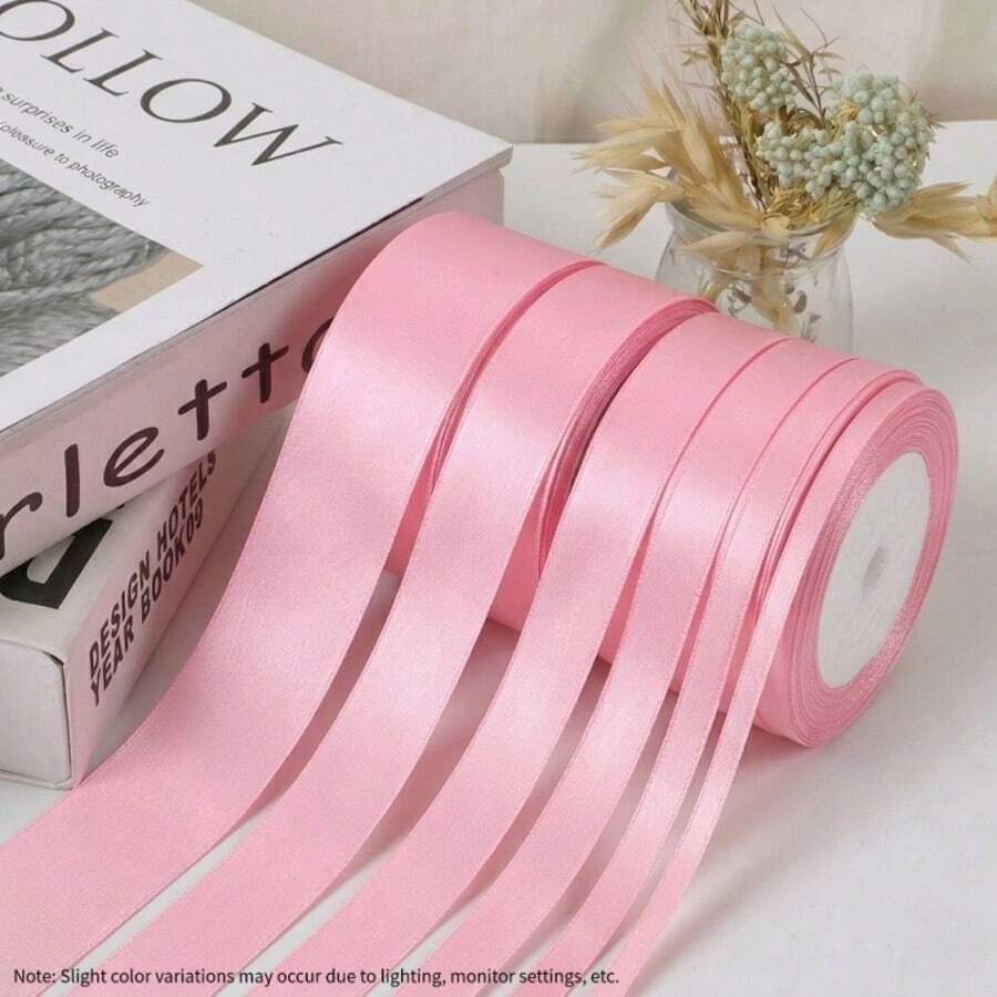 1 Roll Polyester Satin Ribbon, Suitable For Gift Boxes, Candy Boxes, Cake Boxes, Flower Decorations, DIY Rose Materials, Wedding Party Decorations. (Machine Dyed, Slight Color Difference)