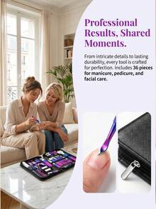 Juego de Cortaúñas de Acero Inoxidable con Degradado de Colores, Kit de Herramientas de Belleza para Manicura con Estuche con Cremallera, Cuidado de Uñas y Eliminación de Piel Muerta - Multicolor - Ver 5