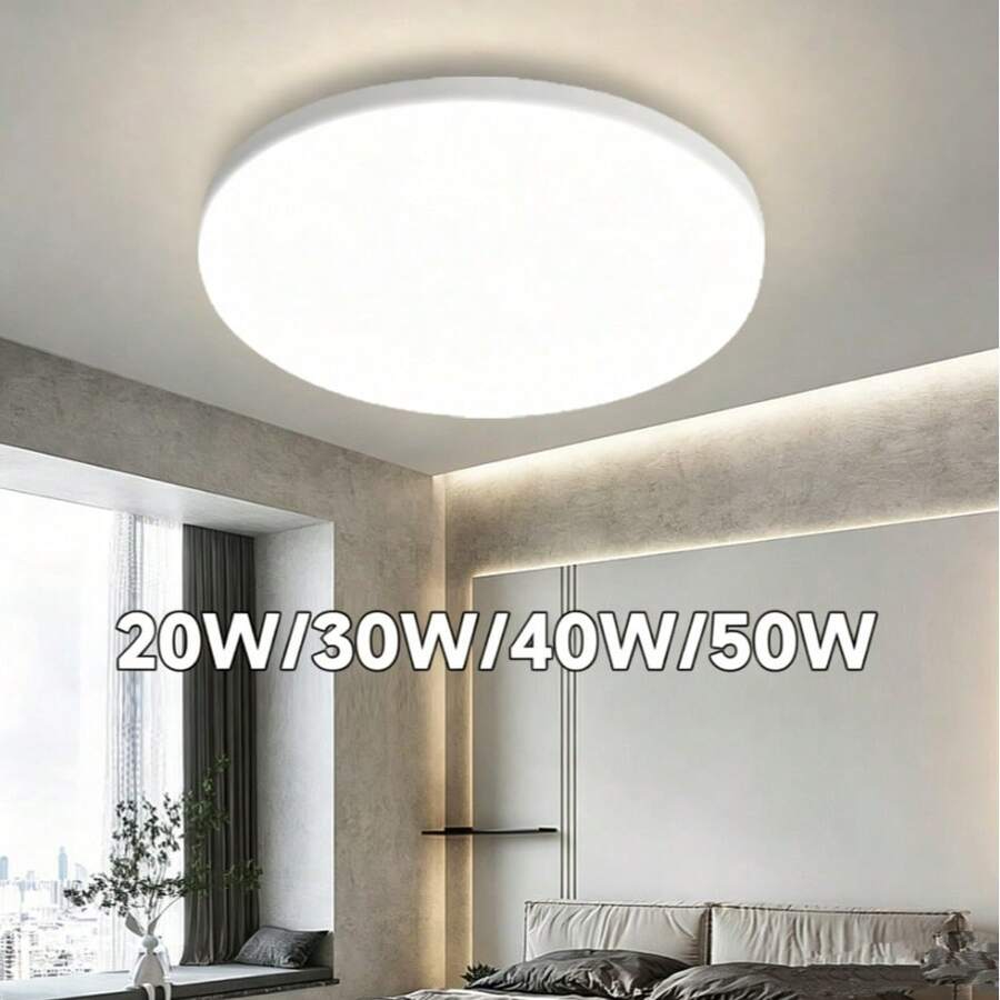CANMEIJIA 1pc Modern LED Ceiling Light, Round/Square Ceiling Lamp, 110V/220V, 20W/30W/40W/50W, 6500K Cool White, Ultra-Thin Ceiling Light, Flicker-Free, Suitable For Bedroom, Living Room, Kitchen - Round Ceiling Light - View 1