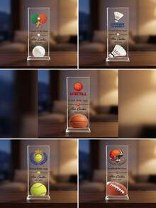 1pc Personalized Custom Acrylic Sports Trophy, Customizable Logo And Text Medal, Suitable For Football, Basketball, Tennis, Perfect For Team Celebration, Season End Recognition, High-Quality Acrylic Material - Multicolor - View 4