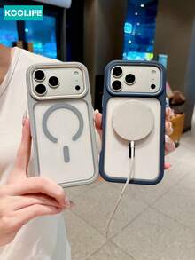 KOOLIFE 奢華防震防摔磁吸 3 合 1 色塊透明壓克力 Apple 手機殼，適用於 Phone18pro/18pro Max/17ProMax、16ProMax、15ProMax、14ProMax、13ProMax、17Pro、16Pro、15Pro、14Pro、13Pro、17、16、15、14、13/11/12pro Max；適合春季週年禮物、生日禮物、畢業禮物、男友/女友生日禮物，男女皆宜 - 灰白色 - 查看 3