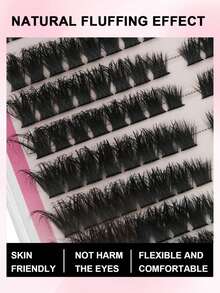 192 Artificial Mink Segmented Eyelashes, Russian D Curly Reusable Dramatic Eyelash Clusters, Easy For Beginners To Use -12 Rows Of Eyelashes, Segmented Eyelashes, False Eyelashes, Eyelash Clusters - D - View 2