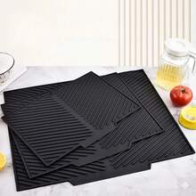 1pc Drainage Mat And Drying Mat, Non-Slip Silicone Kitchen Mat With Drainage Groove, Heat Insulation Mat, Dining Table Mat, Dish Rack Mat, Quick Dry Mat Suitable For Pots And Pans, Durable Countertop Protective Mat - Multicolor - View 7