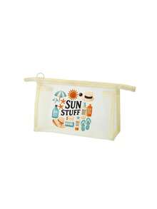 網格化妝包，印有化妝面具圖案，印有「Sun Items」字母圖案，夏季防曬收納包，多功能化妝包，便攜收納包，化妝包，護膚包，旅行必需品，宿舍用品，浴室收納，珠寶收納，唇油和化妝品收納包，學校用品包，化妝包假期必需品，化妝品收納，婚禮新娘禮物，母親節禮物，生日禮物，給朋友和老師的禮物 - 彩色 - 查看 12