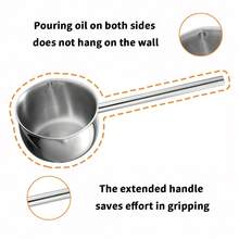 1Pc Silver Stainless Steel Oil Heating Pot With Long Steel Handle, Heat Resistant Anti-Scald Long Grip Design, Thickened Body Fast Even Heat Conduction, Rustproof Wear-Resistant Easy Clean Kitchen Cookware, Sturdy Durable Multipurpose Pot, Ideal For Hot Oil Cooking, Seasoning Blending, Small Dish Frying And Daily Household Kitchen Cooking Use - View 10