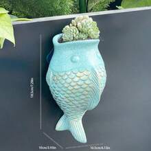 1pc Wall-Mounted Spotted Fish Planter For Hanging Pothos, Simple European Style Wall-Hanging Decor Flower Pot, No Drilling Required, Suitable For Villa And Outdoor - One Size - View 6