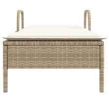 Lettino prendisole  con ruote e cuscino, in rattan sintetico, beige - A - Visualizzare 4