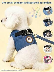 Multi-Style Series Pet Harness And Leash Set, Random Small Pendant Included, 6 Pattern Options, Anti-Escape Adjustable Cat And Dog Vest-Style Harness, Suitable For Medium And Small Pets Outdoor Walking Dog Leash, Pet Clothing And Accessories - Multicolor - View 1