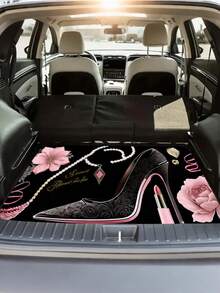1組高跟鞋裝飾與「Pleasure」標語汽車腳墊，適用於多款車型，提升車內氛圍的旅行必備品 - A - 查看 2