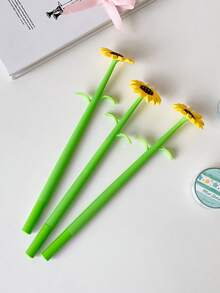 1支學生向日葵搖搖筆 高顏值仿真花矽膠中性筆 創意桌面裝飾簽名筆 - 彩色 - 查看 12