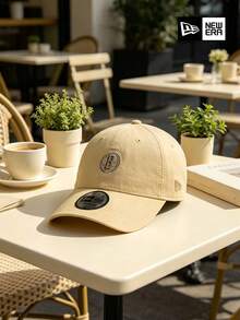 New Era UPF50+ 米色復古 "B" 貼布彎簷棒球帽，復古工裝老爹帽，適合戶外與街頭風格 - 黃色 - 查看 8