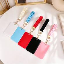 1 chiếc dây đeo cổ tay scrunchie dễ thương kèm giá đựng thẻ ID, giá đựng thẻ ID đeo cổ tay cho thẻ xe buýt, thẻ thông hành, thẻ tín dụng và thẻ truy cập, bảo vệ thẻ nhựa kèm vòng chìa khóa cho nữ, quà tặng cho giáo viên, nhân viên, phù hợp sử dụng hàng ngày - Nhiều màu - Xem 1