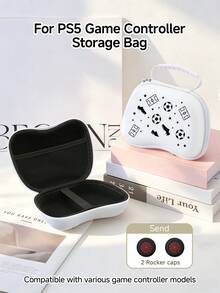 1pc Football Graphic Design Game Controller Storage Bag, Compatible With PS5 Gamepad/Game Controller, Comes With 2 Joystick Caps, Dust-Proof And Scratch-Resistant, Best Gift For Gamers - View 10