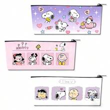 SNOOPY 1個史努比大容量筆袋，可裝筆、橡皮擦、便利貼和其他文具，多功能化妝包適合旅行，學生送給同學和朋友的完美禮物，學習帆布袋、補習袋、大容量學生書包，返校季、畢業季禮物，文件收納 - 彩色 - 查看 6