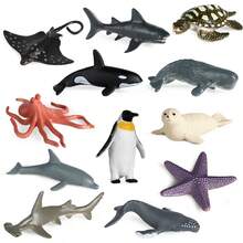 12pcs/Set Ocean Animal Model Toys, Including Orca, Shark, Blue Whale And Other Marine Animals, Marine Life Toy Dolls, Educational Toys, Cake Decorations, Halloween & Christmas Gifts - Multicolor - View 6
