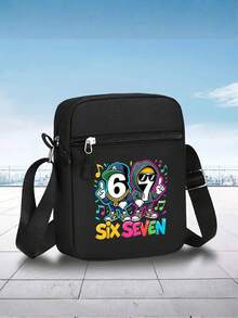 Ensemble seau et sac bandoulière imprimé de mème viral de dessin animé streetwear hip-hop 67, tenue unisexe originale pour tous les jours et toutes les saisons - Multicolore - Voir 4
