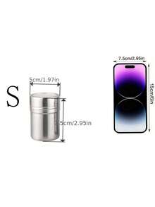 1pc Stainless Steel Powder Dispenser With Mesh, Spice Shaker Jar Pepper Pot Coffee Flour Sifter - True Color - View 10